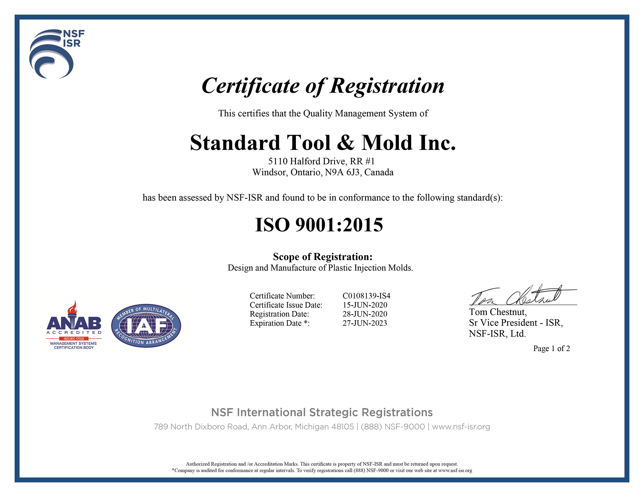 Certifications | Standard Tool & Mold | Setting The Standard